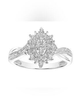 Keepsake 10k White Gold White Diamond Cluster Engagement Ring